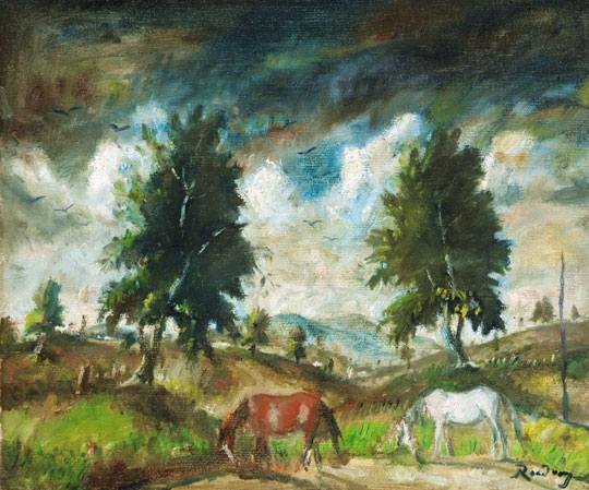 Rudnay Gyula (1878-1957) Grazing horses