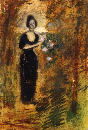 Gulácsy Lajos (1882-1932) Nő a rózsafánál (Rózsatő), 1912 körül