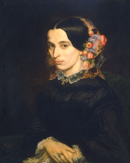 Borsos József (1821-1883) Woman wearing a lace collar, 1868