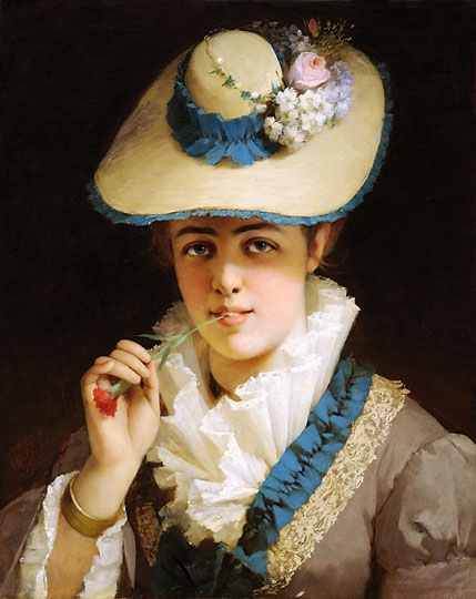 Vastagh György (1834-1922) Young girl with carnation