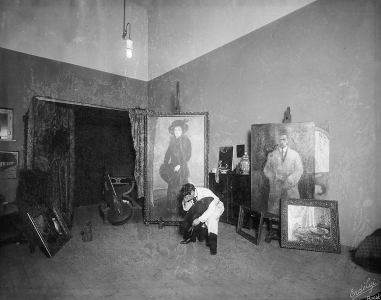Czigány Dezső Százados úti műtermében, 1912