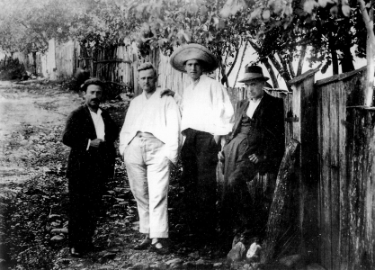Művészek felsőbányán, 1925 (Balról jobbra: Bánk Ernő, Aba-Novák Vilmos, Patkó Károly, Nagy Oszkár)