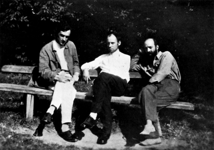 Paizs Goebel Jenő, Rozgonyi László és Barcsay Jenő a régi szentendrei művésztelepen, 1929-ben