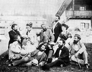 Szinyei Merse Pál barátai közt (a festő lent jobbról az első), Újtátrafüred, 1877