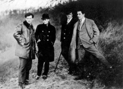 Társaság Zebegényben, 1925 (Balról jobbra: Szőnyi István, Jeges Ernő, Aba-Novák Vilmos és egy ismeretlen)