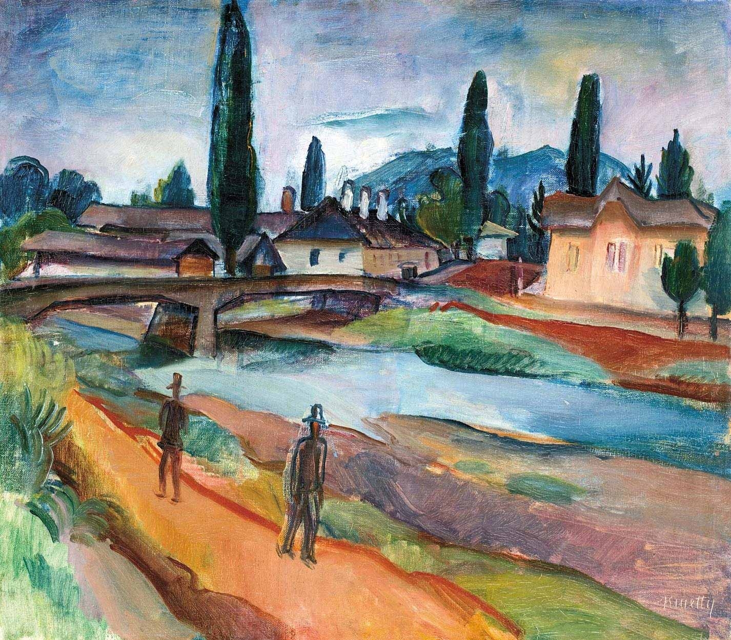  Kmetty János: Séta a folyóparton, (Nagybánya) 1930 körül