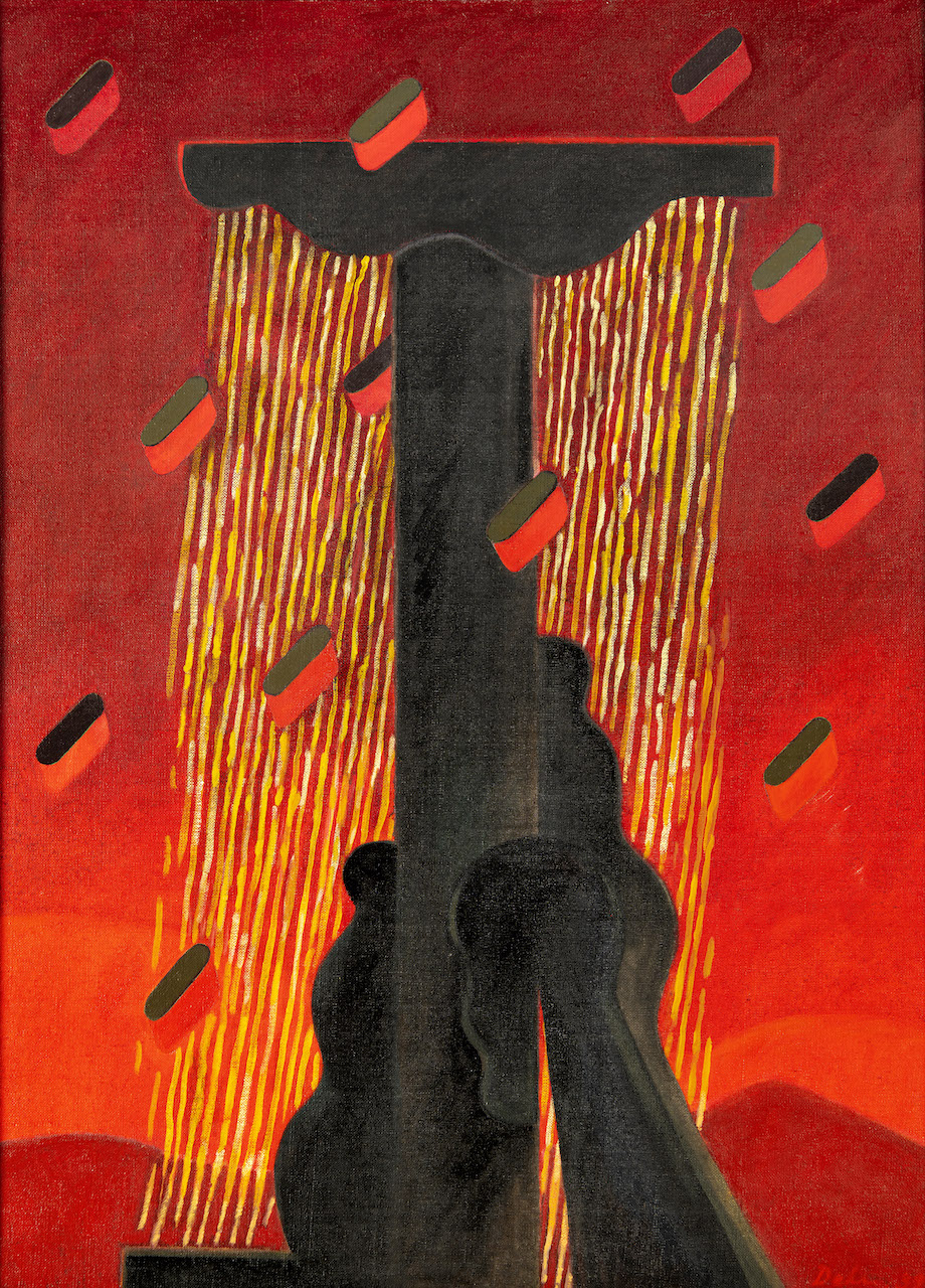 Deim Pál (1932-2016) Golgotha with Red Background, 1990