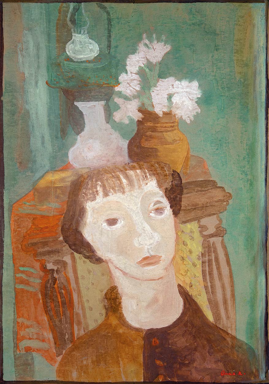 Anna Margit (1913-1991) - Önarckép virággal