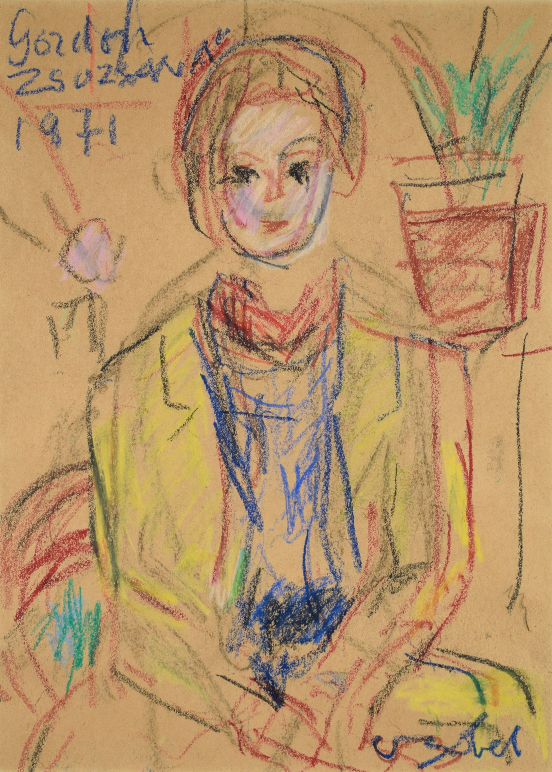 Czóbel Béla (1883-1976) Sketch for the Portrait of Zsuzsa Gordon, 1971
