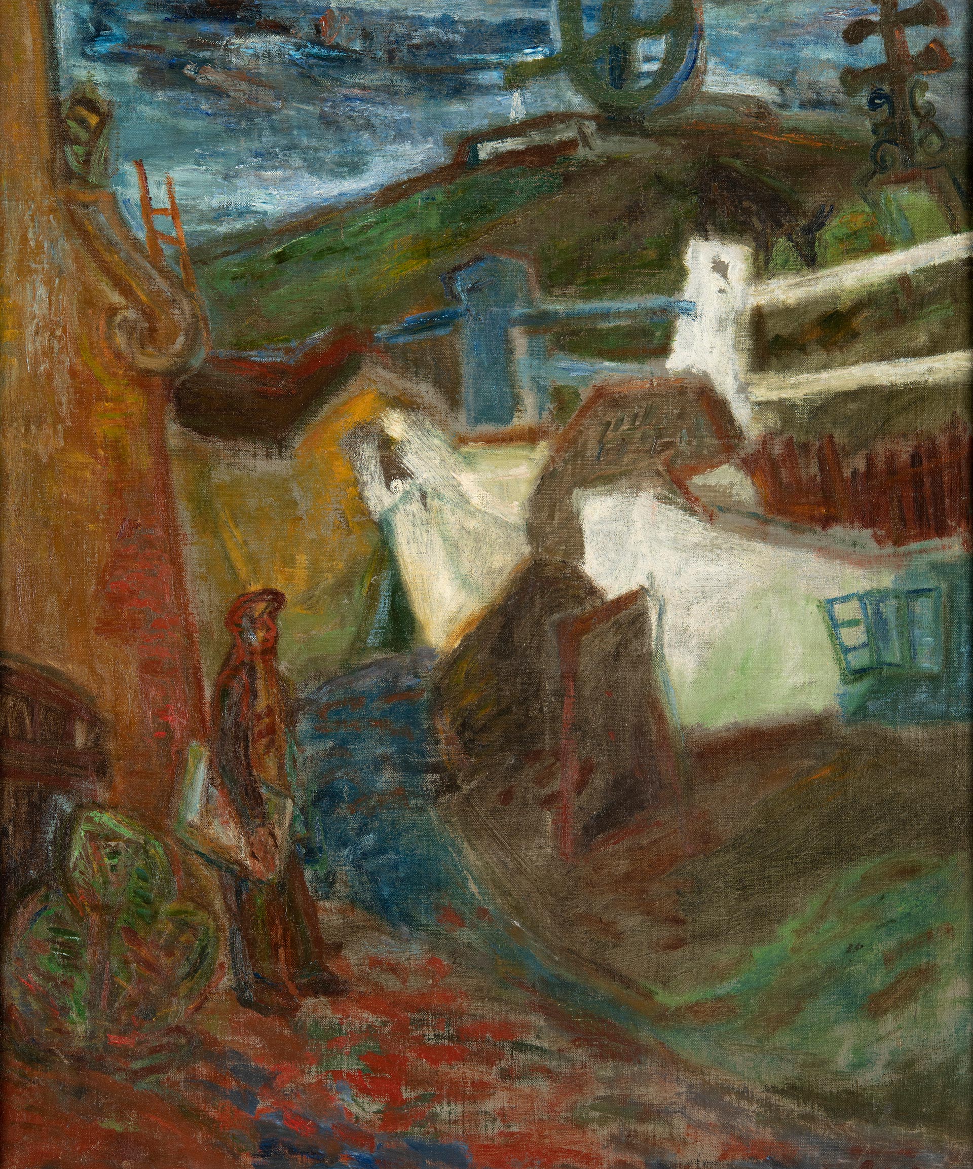 Ámos Imre (1907-1944) - Szentendrei tér festővel, 1937-38 körül