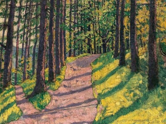 Kádár Géza (1878-1952) Sunny path in the forest