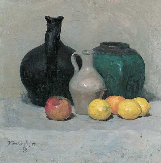 Kövesdy Géza (1887-1950) Kancsók és gyümölcsök, 1908