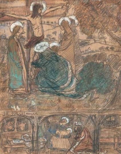 Rippl-Rónai József (1861-1927) Birth and death of Christ - sketch for a drapery