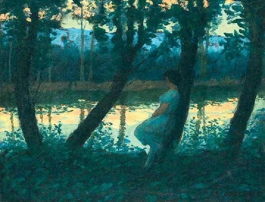 Joachim Ferenc (Csejtei) (1882-1964) Riverside twilight