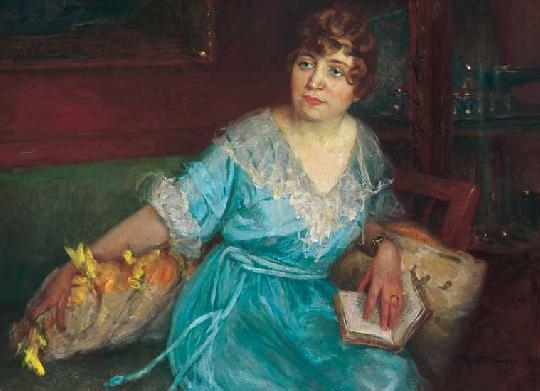 Vajda Zsigmond (1860-1931) Lady on the couch