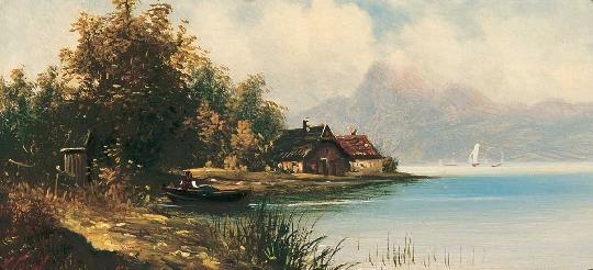 Voigt jelzéssel (19. század) Alpesi táj csónakkal