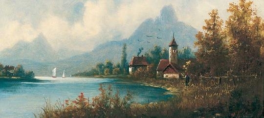Voigt jelzéssel (19. század) Alpine landscape with a sailing boat