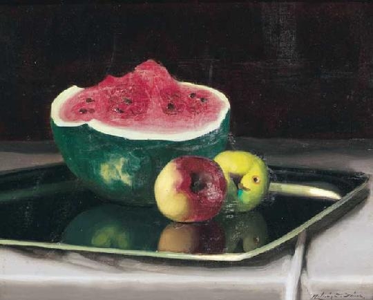 Molnár Z. János (1880-1960) Still life with melon