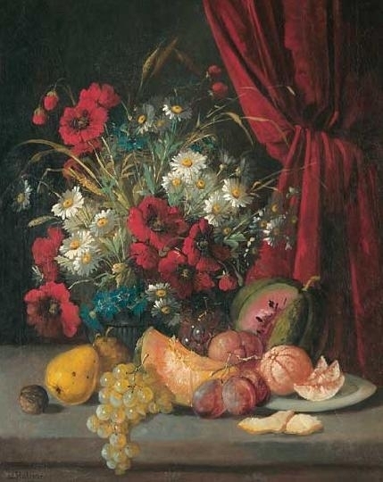 Stoizner jelzéssel (19. század) Virágcsendélet gyümölcsökkel