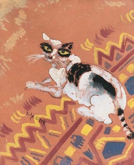 Scheiber Hugó (1873-1950) The cat