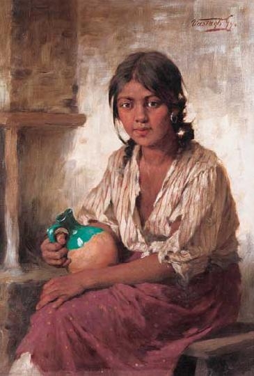 Vastagh György (1834-1922) Girl with a jar