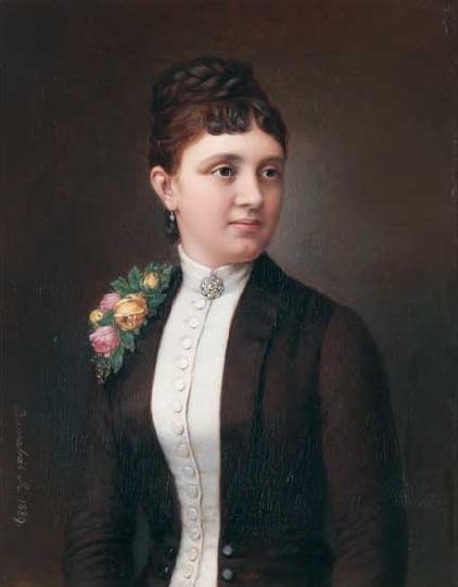Barabás Miklós (1810-1898) Hölgy virágdíszes ruhában, 1889