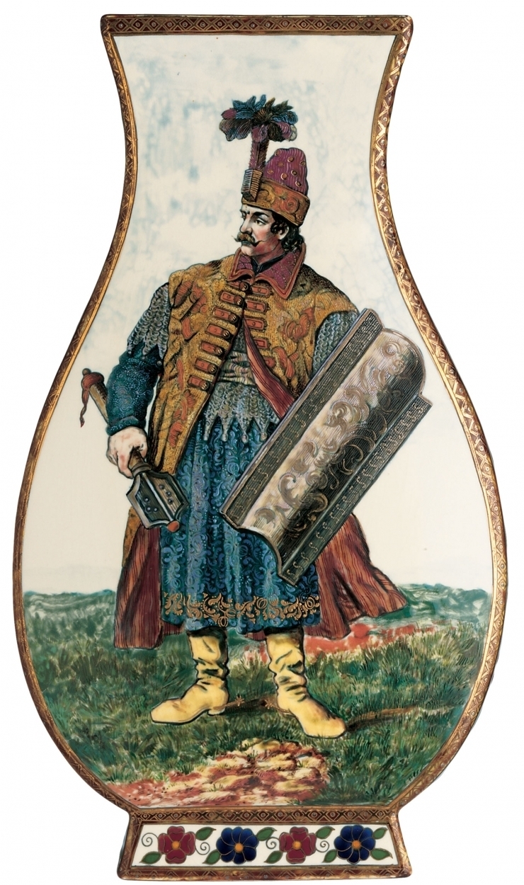 Zsolnay Zsolnay vázapár, magyar hősök alakjával, 1882