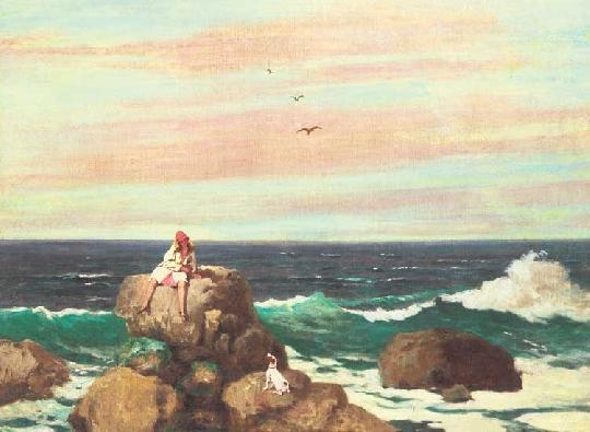 Neogrády Antal (1861-1942) Encounter on the shore