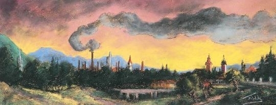 Sztelek Norbert (1884-1956) View of Nagybánya