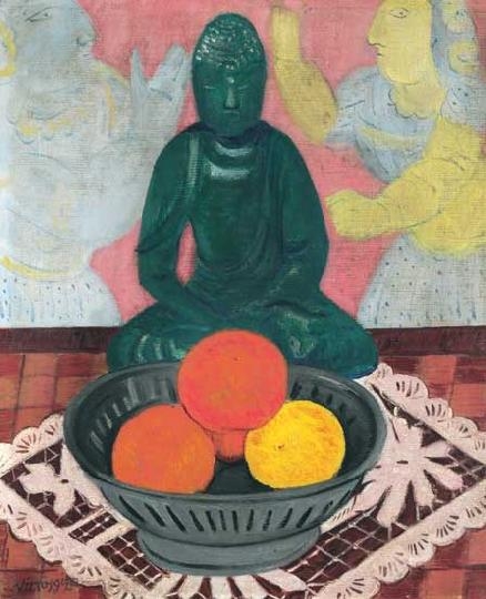 Vörös Géza (1897-1957) Csendélet Buddhával