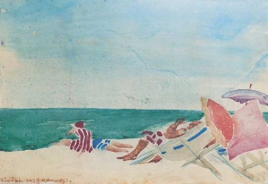 Vaszary János (1867-1939) Rimini beach, 1928