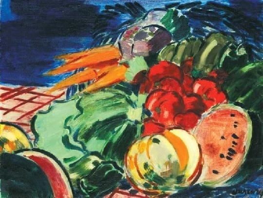 Vaszary János (1867-1939) Still life with melons, 1938