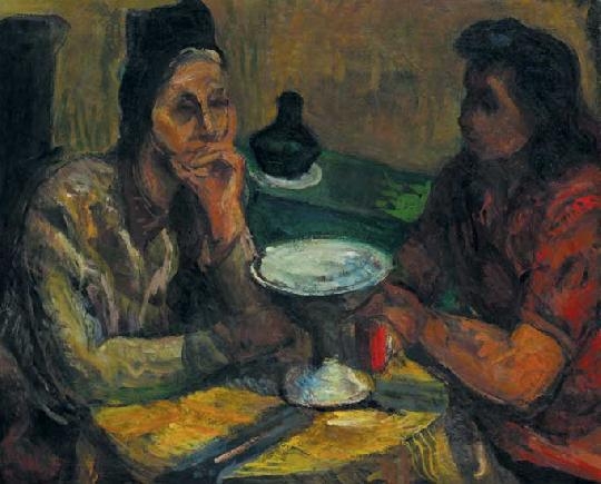 Perlrott-Csaba Vilmos (1880-1955) Asztalnál ülve