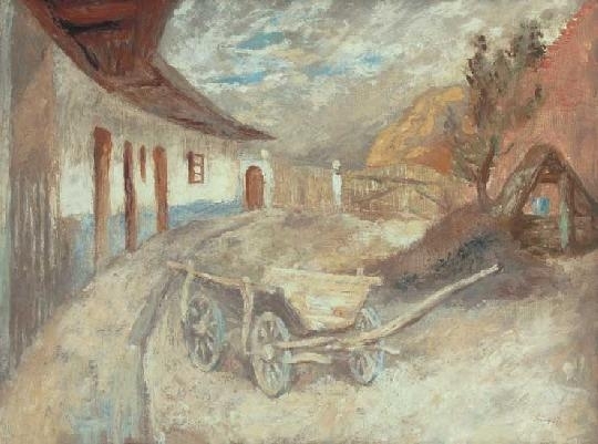 Szőnyi István (1894-1960) Courtyard with cart in Kéménd