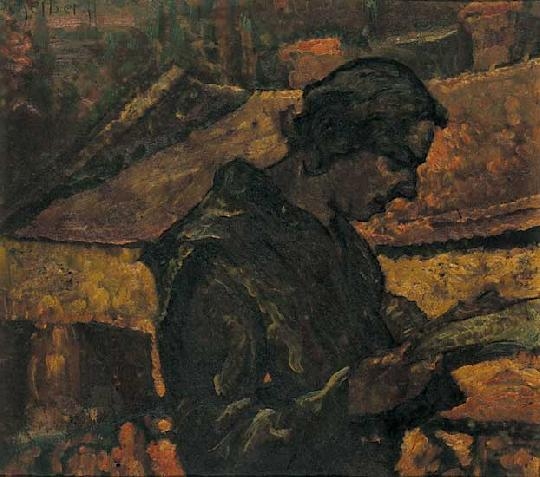 Scheiber Hugó (1873-1950) Woman reading