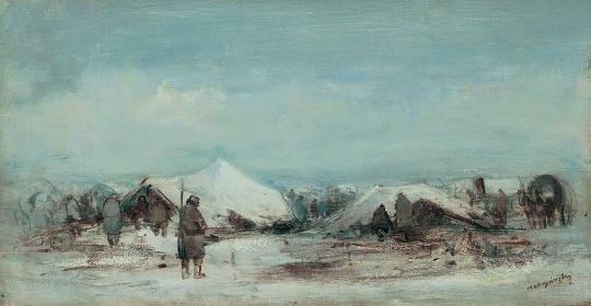Mednyánszky László (1852-1919) Military camp in winter
