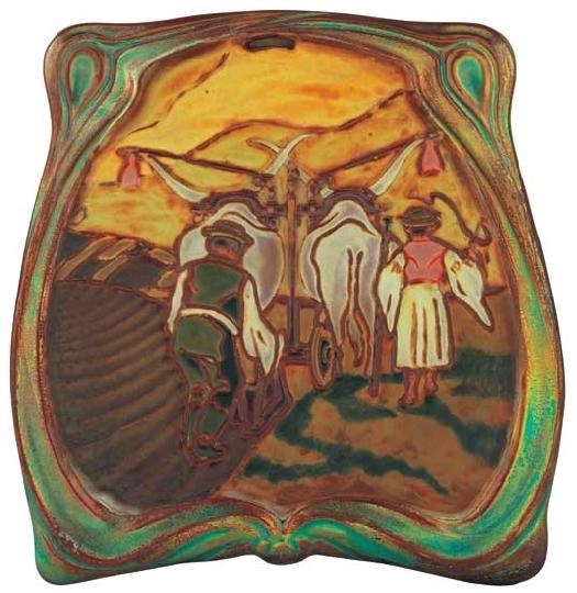 Zsolnay Pair of pottery images, Zsolnay, around 1905