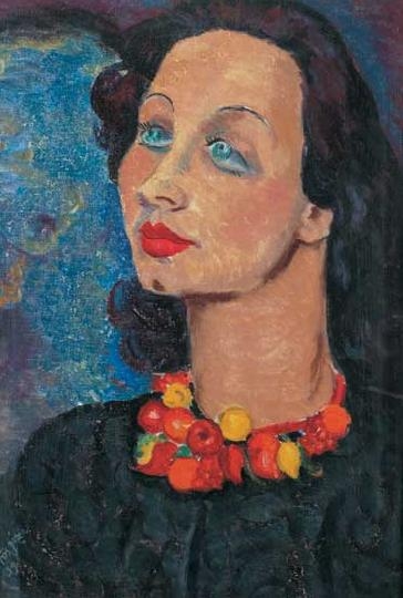 Vörös Géza (1897-1957) Feleségem gyümölcsnyakékkel, 1939