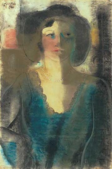 Bene Géza (1900-1960) Portrait of a lady with hat, 1931