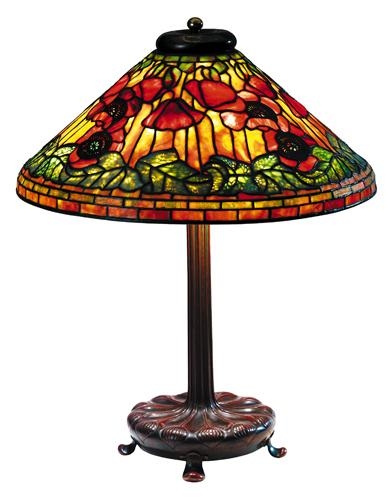 Tiffany Studios Tiffany table lamp, so called 'Poppy' decoration, around 1910, Tiffany Studios, New York