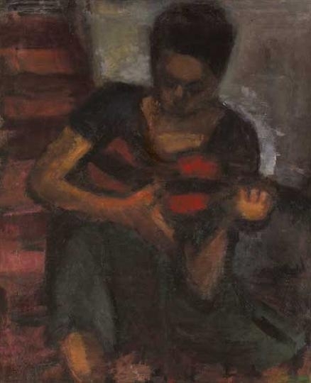 Czóbel Béla (1883-1976) Hegedűt pengető lány, 1940-es évek
