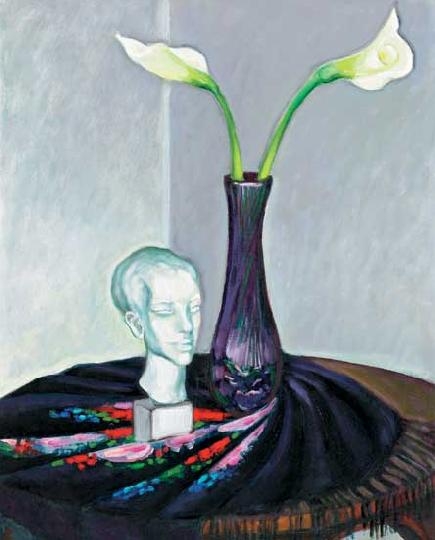 Pátzay Mária (1944-) Statuette and cala-lillies