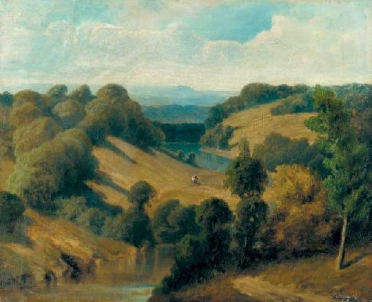 Telepy Károly (1828-1906) Verdant river-valley