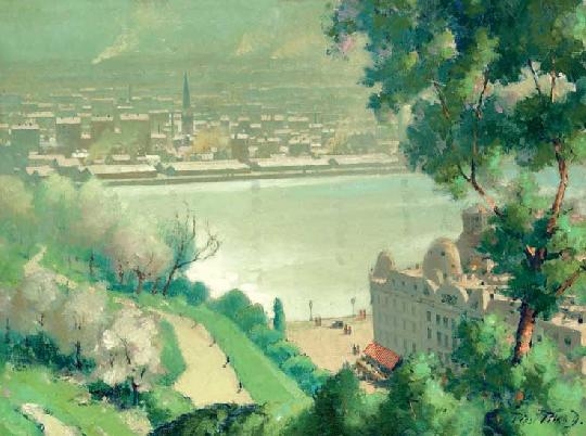 Pécsi Pilch Dezső (1888-1949) Budapesti látkép a Gellérthegyről