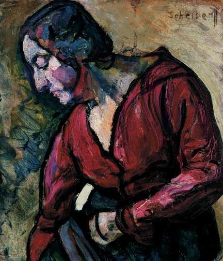 Scheiber Hugó (1873-1950) Lady dressed in red