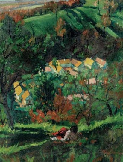 Irányi Iritz Sándor (1890-1975) Resting on the hill-side