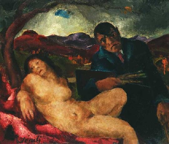 Jándi Dávid (1893-1944) The painter and his model