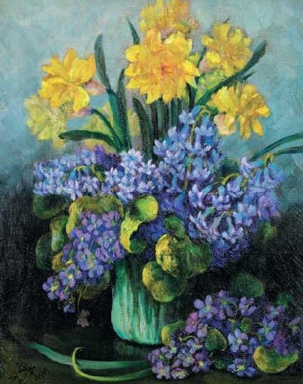 Zsolnay Júlia (1856-1950) Still life with flowers, 1939