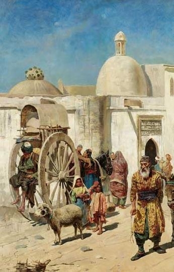 Eisenhut Ferenc (1857-1903) In a Tunisian bazaar, 1886