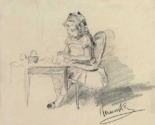 Munkácsy Mihály (1844-1900) Babával játszó kislány